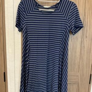 Lush Womens Short Sleeve Round Neck Knee Length  Blue Stretchy Dress Size XS